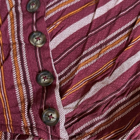 ๐บ Xhilaration Stripe Burgundy Lightweight Jumpsuit Size S NWT Wrap Wide Leg - Picture 6 of 8